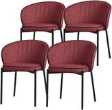 ML-Design Set van 4 eetkamerstoelen, rood, stoffen bekleding, robuuste metalen poten, gestoffeerde stoelen met ergonomische rugleuning, voor keuken of woonkamer, modern en comfortabel design