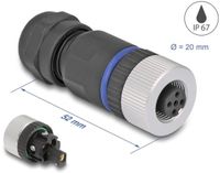 Delock M12 Connector A-coded 5 pin female for mounting with screw connection