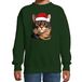 Bellatio Decorations Kersttrui / sweater kat/poes - kinderen - bruine kat/poes - groen - kerstmuts - Kerstmis 152/164