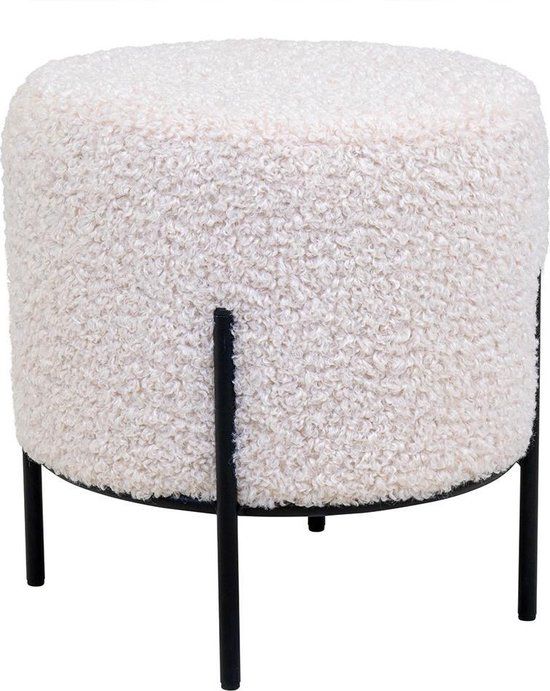 Poef Ø 35,5 cm Morten Wit Teddy