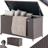 BAKAJI Polyrotan opbergdoos 420 liter outdoor waterdichte UV-bestendige XXL kist met transportwielen en handgrepen, 121 x 55 x 60 cm (bruin)