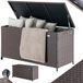 BAKAJI Polyrotan opbergdoos 420 liter outdoor waterdichte UV-bestendige XXL kist met transportwielen en handgrepen, 121 x 55 x 60 cm (bruin)