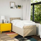 VidaXL Boxspring met matras stof crèmekleurig 120x190 cm