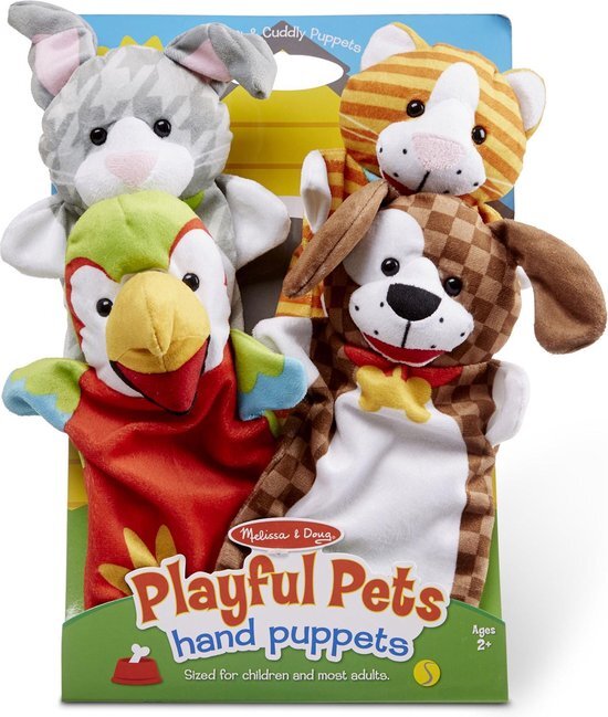 MELISSA & DOUG handpoppen playful pets 4 dieren