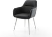 DELIFE Fauteuil Pejo-Flex, Cuir véritable, Noir, 4 pieds coniques en acier inoxydable