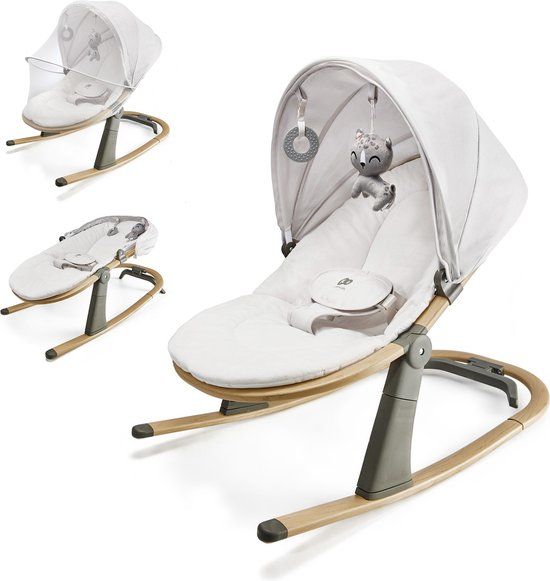 Kinderkraft ELSU 2-in-1 Wipstoel & Wieg - Grijs