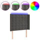VidaXL Hoofdbord en Voeteneind Donkergrijs Polyester Hout 930 mm x 160 mm x 1180-1280 mm met LED-strip