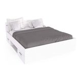 CBA Meubles MICHIGAN Lit de rangement/Lit gigogne Queen Rectangulaire Blanc