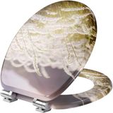 Happiq Ovale Toiletbril - WC bril - Soft Close & Quick Release - Toiletdeksel en zitting in Bois met Bedrukte Decoratie