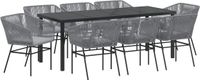 vidaXL Tuinset, 9-delig, grijs, gepoedercoat staal