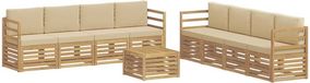 vidaXL - Canapé d'angle - Polyester - Blanc et Beige - 8 places