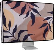 kwmobile stoffen beschermhoes voor monitor - geschikt voor 24-26" Monitor - Afdekhoes van linnen - In zwart / bruin / wit Plant en vormen design