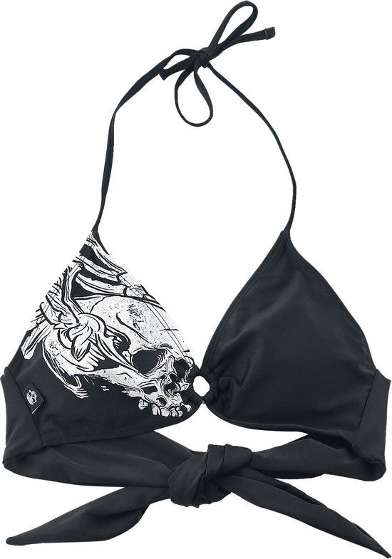 Rock Rebel by EMP Zwarte Triangelbikinitop met Doodshoofdprint - Dames - M
