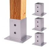 Merkloos Paalhouder - 4 stuks - 9x9 cm - zilver