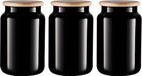 Unyqoos® Carissa voorraadpotten, set van 3, 900 ml – potten en glas noir avec couvercle en bois