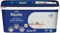 RIPOLIN Verf voor keuken en badkamer, muurverf, houtverf, plafondverf en radiatorverf, 2 liter, muisgrijs, anti-vet, anti-schimmel