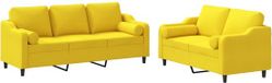vidaXL Loungeset met kussens stof lichtgeel