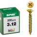 SPAX Universele schroef, 3 x 12 mm, 200 stuks, Voldraad, Verzonken kop, Kruiskop Z1, S-punt, YELLOX - 1081020300123