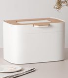 Composteur 45 litres, blanc, avec couvercle en bois et filtre