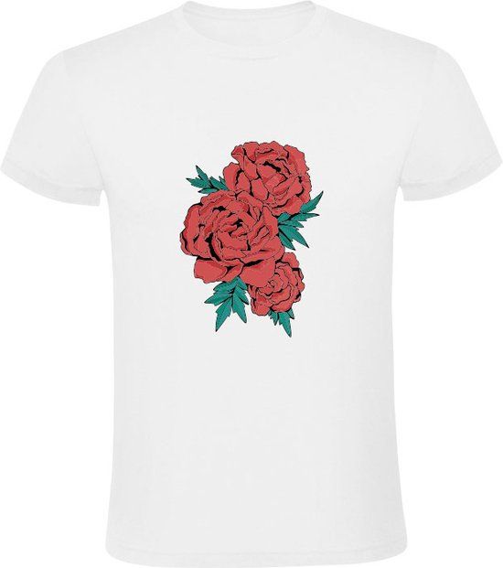 Rozen Heren T-shirt - Wit - Maat S