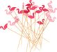 Excellent Houseware Pique-cocktails/tapas - flamants roses - 20x pièces - bambou - 12 cm