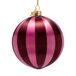 Vondels kerstballen burgundy/roze gestreept (ø12cm)