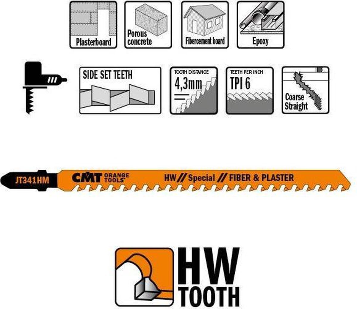 CMT JT341HM-3 decoupeerzaagbladen alternatief oranje/zwart