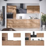 Vicco Complete keukeneenheid Fame-Line, Goudkleurig Eiken/Goudkleurig Eiken, 310 cm zonder werkblad