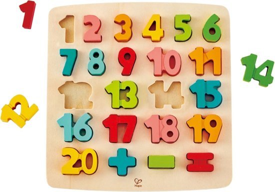 hape puzzel met cijfers en rekenkundige tekens