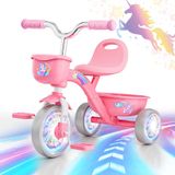 Tricycle Licorne rose avec roues LED