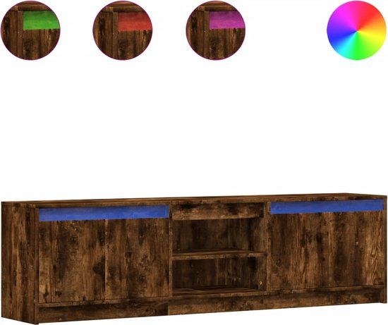 vidaXL Tv-meubel met LED, bewerkt hout, gerookt eikenkleur, 180x34x50 cm