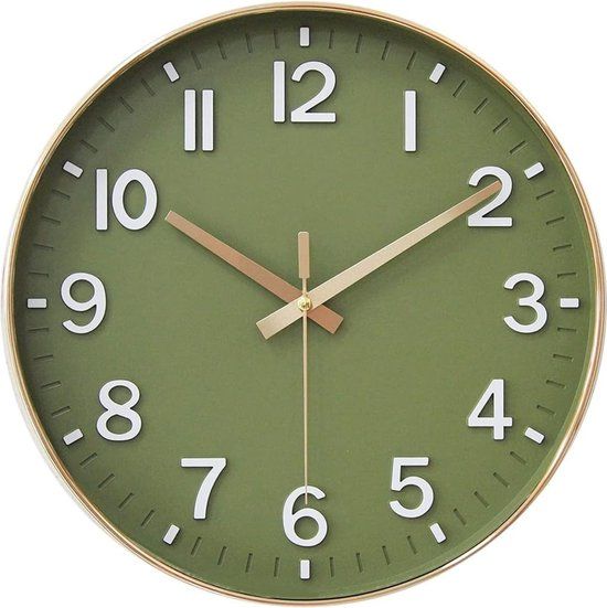 Tyme Wandklok - 30cm - Groen Rosé/Goud
