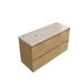 Saniclass Holz Pure Badkamermeubelset - 120x45x63cm - Travertine natuurstenen topblad - 2 kraangaten - 4 lades - mat eiken natural