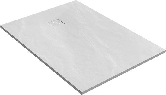 Saniclass Relievo Crag douchebak 100x140cm antislip antibacterieel mineraalmarmer mat wit DB-RC100x140W