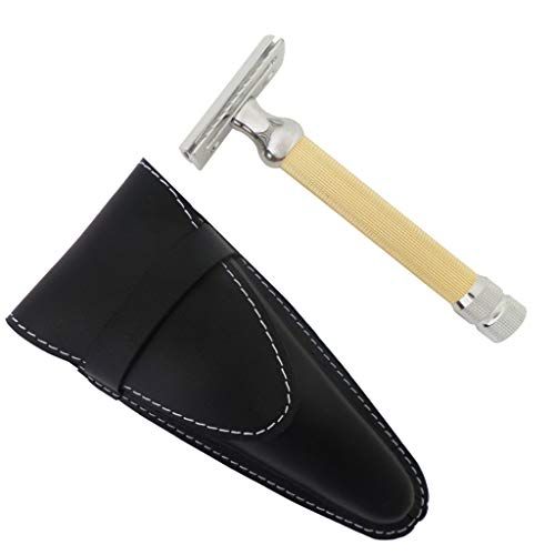 Castiles Original Gesloten kam veiligheidsrazor, chroom en goud met lederen etui - 8056364677107