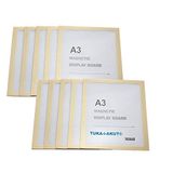 TUKA-i-AKUT [10x] A3 Infoframe Magneetlijst met Zelfklevende Achterkant, Gemakkelijk Uitwisselbaare Magnetische Wissellijst voor Wanden en Deuren, Magneetdisplay Set van 10 Goud Kleur TKD8400-A3-10x
