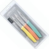 Arcos Nova, set van 3 schilmesjes, roestvrij staal, meerkleurig, ergonomische kunststof handgreep