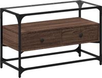vidaXL Tv-meubel met glazen blad 80x35x51 cm hout bruin eikenkleurig