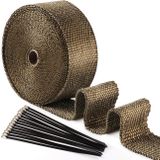 Omgoods - Ruban d'isolation thermique 15 m x 50 mm - Ruban d'isolation noir - Ruban d'isolation pour tuyau d'échappement - Serre-câbles - Réduit la perte de chaleur