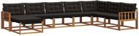 vidaXL - Bank loungeset - 8 zitplaatsen - Massief Acacia Hout - Naturel en zwart