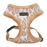 Puppia Kovo Hondenharnas, warm, voor de winter, luipaardpatroon, verstelbaar op de borst, voor kleine en middelgrote honden, beige, L