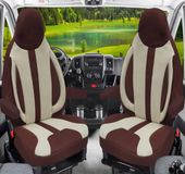 Bremer Sitzbezüge Premium Camper stoelhoezen voor Karmann WPL412 in Bruin/Beige (2 losse stoelen)