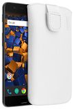 mumbi Echt leren hoesje compatibel met OnePlus 5 hoes leren tas case wallet, wit