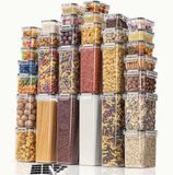 Sans marque Ensemble de rangement de cuisine de 32 pièces – Contenants alimentaires hermétiques avec étiquettes et stylo – Polypropylène transparent – Couvercle à clip – Lavable au lave-vaisselle