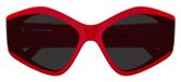 Balenciaga Bb0302s Lunettes de soleil femme géométrique rouge gris 66mm