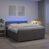 vidaXL Boxspringbed met matras, taupekleurig, 200 x 200 cm, met stoffen bekleding