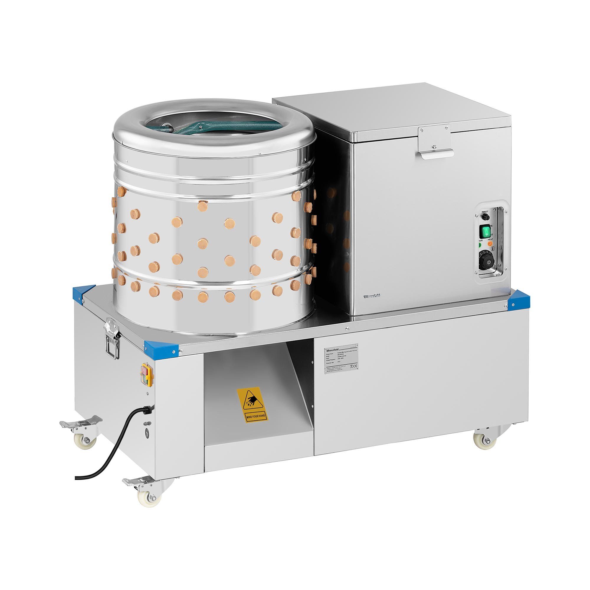 Wiesenfield 2-in-1 Plukmachine en broeiketel voor gevogelte - drum 50 cm - 2 - 3 kippen per minuut