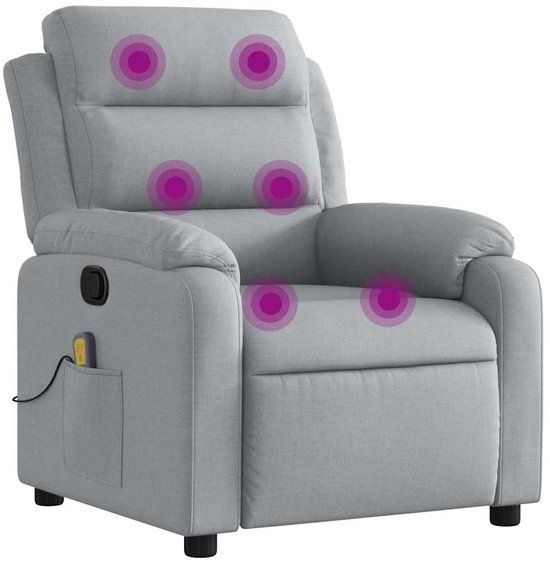 vidaXL Massagestoel verstelbaar stof lichtgrijs