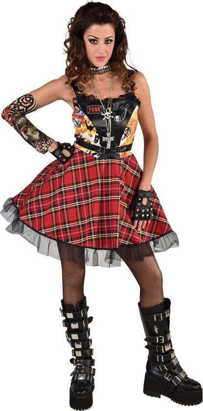 Magic By Freddy's Joanna Rotten Punk Muziek Vrouw Kostuum - Rood - XL
