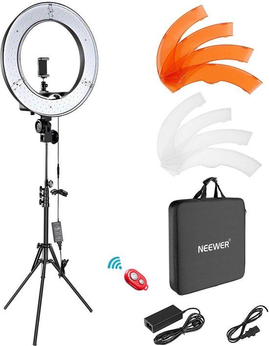Neewer Ringlamp 14 inch Professionele LED ring lamp set compleet met camera statief